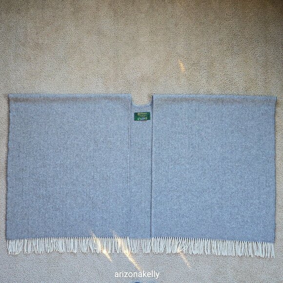 Vintage Wool Herringbone Wrap Grey John Hanly for L.L. Bean Ireland - Picture 1 of 13
